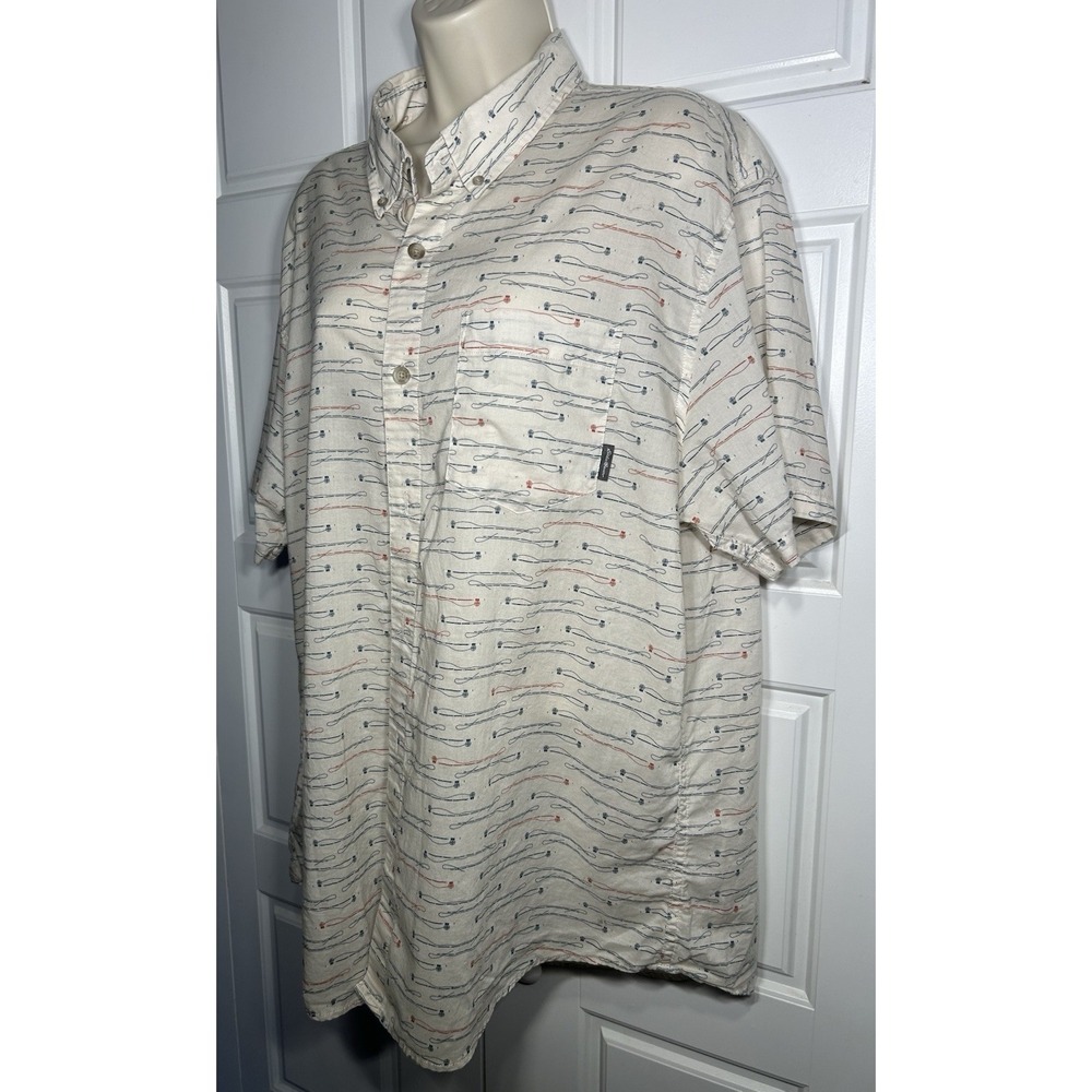 Eddie Bauer Fishing Novelty Print Button Up Shirt Mens XL - Picture 4 of 12